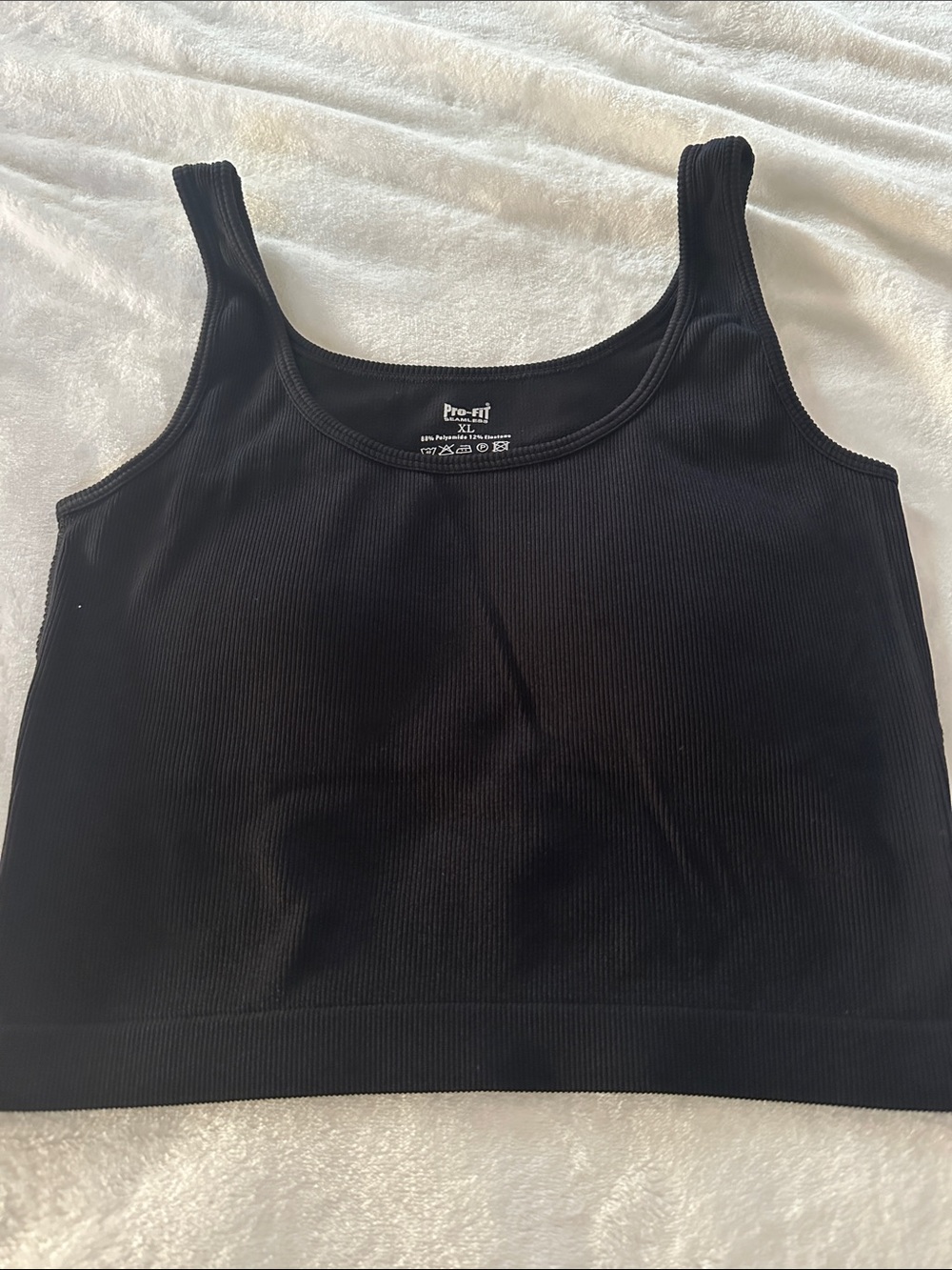 Pro-Fit Black Ribbed Crop Tank Top